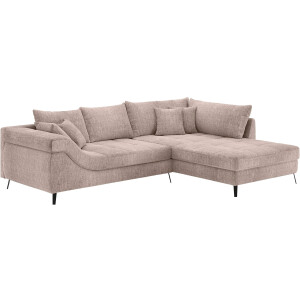 Mr. Couch Hoekbank Portofino L-vorm 4 bekledingskwaliteiten, 13,5 cm hoge metalen profielvoeten in mat zwart