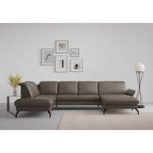 sit&more Zithoek Fashion U-vorm naar keuze met verstelbare hoofdsteun, uittrekzitting, motorisch, metalen poten