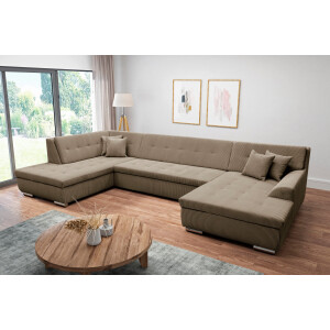 DOMO collection Zithoek Treviso inclusief sierkussen, moderne stiksels, XXL: B/D/H: 364/201/83 cm naar keuze met slaapfunctie, in vele soorten bekleding ook in cord u-model