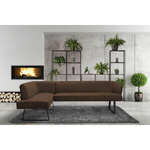 exxpo - sofa fashion Hoekbank Americano met opstaande naad en metalen poten, bekleding in verschillende kwaliteiten