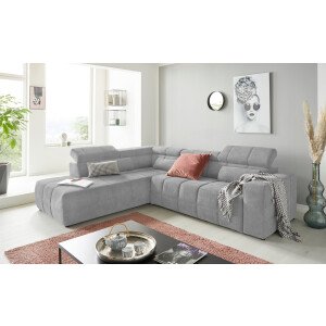 DOMO collection Hoekbank Brandon L-vorm, ook in leer met verstelbare hoofdsteun, naar keuze met verstelbare zitdiepte