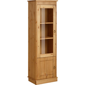 Home affaire Vitrinekast Indra van massief dennenhout, fsc, 2-delig, hoogte 145 cm, discreet ornament