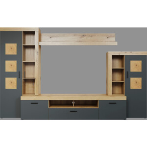 Home affaire Wandmeubel Gent Met applicaties van kopshout - gemonteerd (bxdxh): 331x52x206 cm (complete set, 4-delig)