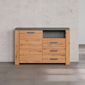 Home affaire Dressoir Ambres Commode in echt houtlook, Afmetingen BxH: 127x83 cm, Eik (1 stuk)