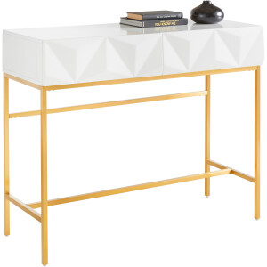 Leonique Dressoir Minfi in 3d-look, sidetable met goudkleurig metalen frame