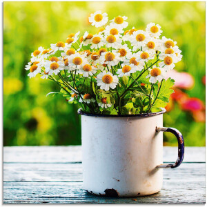 Artland Print op glas Lentetuin met echte kamille