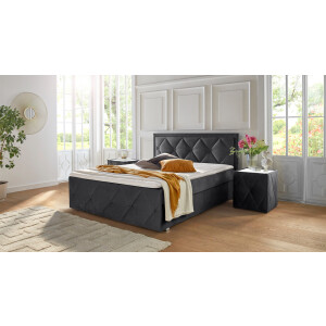 Leonique Boxspring Alfie, bestseller! Inclusief bedlade & topper Optioneel met knoopstiksels of strassstenen, H2, H3 en H4 verkrijgbaar