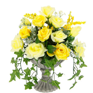 I.GE.A. Kunstbloem Rosen In de beker van keramiek grafdecoratie kunstbloemen roos