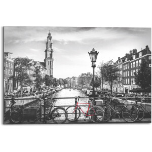 Artland Artprint Meisje in rode jurk voor zonnebloem. als artprint van aluminium, artprint op linnen, muursticker of poster in verschillende maten