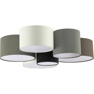 EGLO Plafondlamp PASTORE Textiel plafondlamp 6 fittingen, E27, dimbaar, stof slaapkamerlamp (1 stuk)