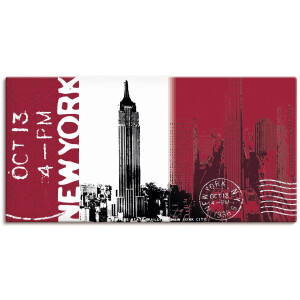 Artland Artprint op linnen New York - bordeaux gespannen op een spieraam