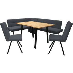 Home affaire Eethoek Sava Hoekbank met nosagvering in de zitting, massief eiken tafel (set, 4-delig)