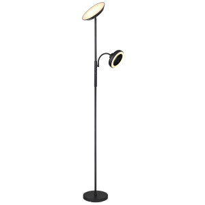 Globo Lightning Staande lamp met uplight DAVYD vloerlamp met leeslampje en ventilator Staanlamp van metaal zwart mat, ventilatorfunctie, CCT, dimbaar (1 stuk)