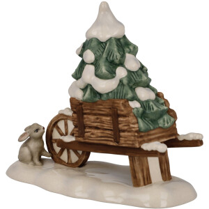 Goebel Verzamelfiguur Winters bos, kerstversiering Steengoed, figuur - Kruiwagen