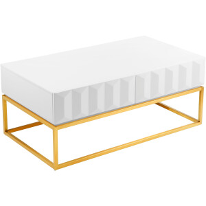 Leonique Salontafel Alais in 3d-look, met twee laden en goudkleurig metalen frame