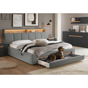 INOSIGN Gestoffeerd bed CiTY/GiRON,, gepolsterd opbergbed, met LED-verlichting Bedkisten met hondenbed of als opbergruimte, opklapbare hoofdeinden