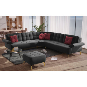 sit&more Hoekbank Orient 1 L-vorm inclusief 4 sierkussens met strassteentjes, goudkleurige metalen poten