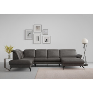 sit&more Zithoek Fashion U-vorm naar keuze met verstelbare hoofdsteun, uittrekzitting, motorisch, metalen poten