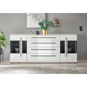 INOSIGN Dressoir Cantara, moderne kast, commode in Eiken Evoke of wit zwarte stanggreep, voldoende opbergruimte, veelzijdig inzetbaar