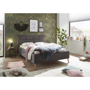 set one by Musterring Gestoffeerd bed Cary naar keuze met matras en lattenbodem, poten in natuurlijk eiken