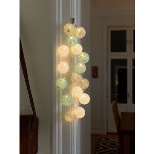 KONSTSMIDE Led-lichtsnoer Kerst versiering Led deco-lampjes, lichtblauwe/grijze/witte katoenen bolletjes, groot, 16 dioden (1 stuk)