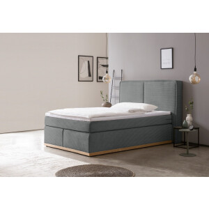 Home affaire Boxspring SHERWOOD hotelbed, bekleed bed Hoogwaardig cord ,zachte velours-structuur, met topmatras, eiken