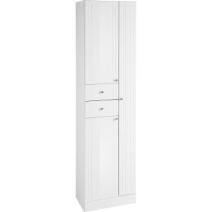 Saphir Hoge kast Quickset 955 Badkamermeubel, 50 cm breed, 3 deuren, 2 laden Hoge badkamerkast inclusief deurdemper, grepen in glanzend chroom