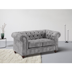 Home affaire Chesterfield-bank Chesterfield 2-zits B/D/H: 150/89/74 cm met hoogwaardige knoopdetails, ook in leer