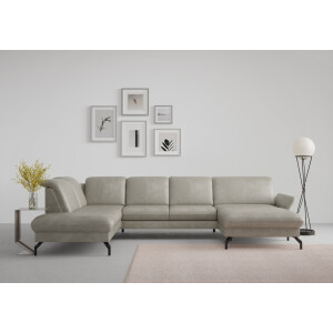 sit&more Zithoek Fashion U-vorm naar keuze met verstelbare hoofdsteun, uittrekzitting, motorisch, metalen poten