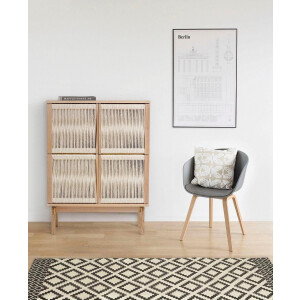 Woodman Highboard Lidia Opbergkast, deurfronten van gevlochten hennepkoord, breedte 90 cm