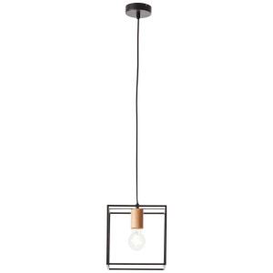 Brilliant Leuchten Hanglamp Arica Hanglamp 20x20cm zwart/houtkleur (1 stuk)