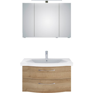 Saphir Badkamerserie 6005 sprint 2-delig, keramiek-wastafelonderkast met led-spiegelkast (2-delig)