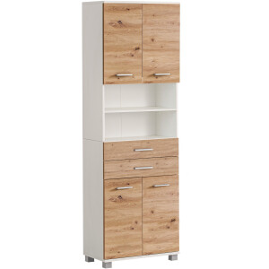 welltime Hoge kast Palermo, Made in Germany Breedte 60 cm, verstelbare planken, metalen grepen