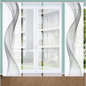 HOME in green Paneelgordijn NEVOLA SET DIGITALE PRINT, BAMBOELOOK GERECYCLED (4 stuks)