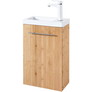 welltime Wastafelonderkast Bamboe New Breedte 40 cm, voor de gastenbadkamer, SlimLine