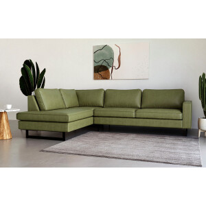 Places of Style Hoekbank Pinto, 290 cm, ottomaan links/rechts Cord, fijncord, luxe-microvezel leer en chenille