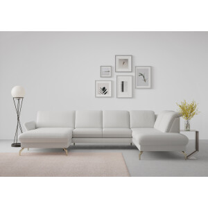 sit&more Zithoek Fashion U-vorm naar keuze met verstelbare hoofdsteun, uittrekzitting, motorisch, nikkel poten