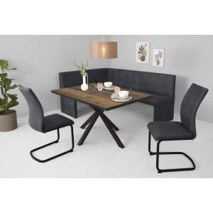 HELA Eethoek Spree Eettafel 140x90 cm met dikke rand, microvezel bekleding(4-delig)