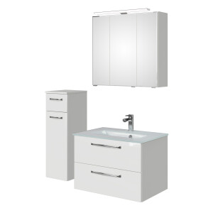 Saphir Badmeubelset Trentino 3-delig glas wasbak met LED spiegelkast (4 stuks)