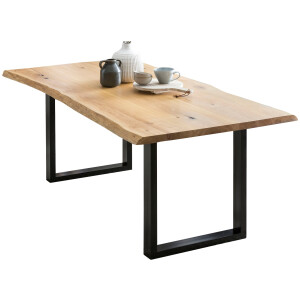 SalesFever Eettafel 40 mm tafelblad van eiken met uv-lak gelakt