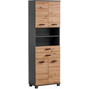welltime Hoge kast Palermo, Made in Germany Breedte 60 cm, verstelbare planken, metalen grepen