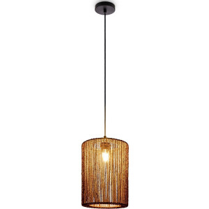 Paco Home Hanglamp Hugo Ricarda Woonkamer eetkamer rattan look Boho lampenkap papier rond