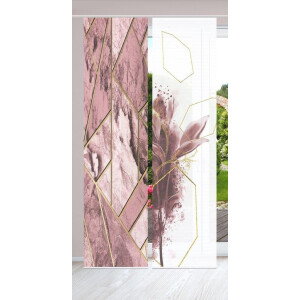 HOME in green Paneelgordijn Signum SET DIGITALE PRINT, BAMBOELOOK GERECYCLED (2 stuks)