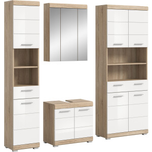 INOSIGN Badkamerserie Siena, 4-delig, bestaande uit: Smalle hoge kast, WBU, spiegelkast, brede hoge kast (set, 4-delig)