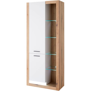 INOSIGN Vitrinekast Brixen, vitrinekast in eik decor, moderne staande vitrinekast Metalen grepen, voldoende opbergruimte, veelzijdig toepasbaar, 80 cm breed