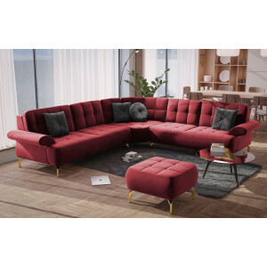 sit&more Hoekbank Orient 1 L-vorm inclusief 4 sierkussens met strassteentjes, goudkleurige metalen poten