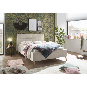 set one by Musterring Gestoffeerd bed Cary naar keuze met matras en lattenbodem, poten in natuurlijk eiken