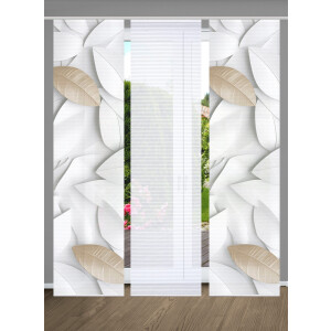 HOME in green Paneelgordijn Lison SET DIGITALE PRINT, BAMBOELOOK GERECYCLED (3 stuks)