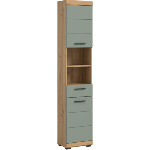 INOSIGN Hoge kast Siena, breedte 37 cm, 2 deuren, 1 lade, 2 open vakken, MDF-front in verschillende kleuren verkrijgbaar, badkamermeubels, badkamerkast, kast, badkamer (1 stuk)