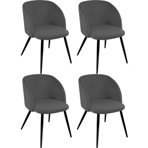 Paroli Stoel met armleuningen Dali (set van 2 of 4), met velours-overtrek en in 2 framekleuren (set)